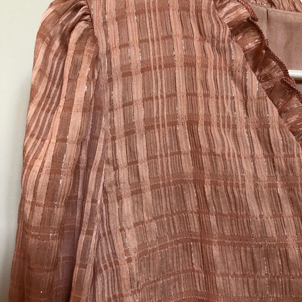 Glittery blush pink dress.